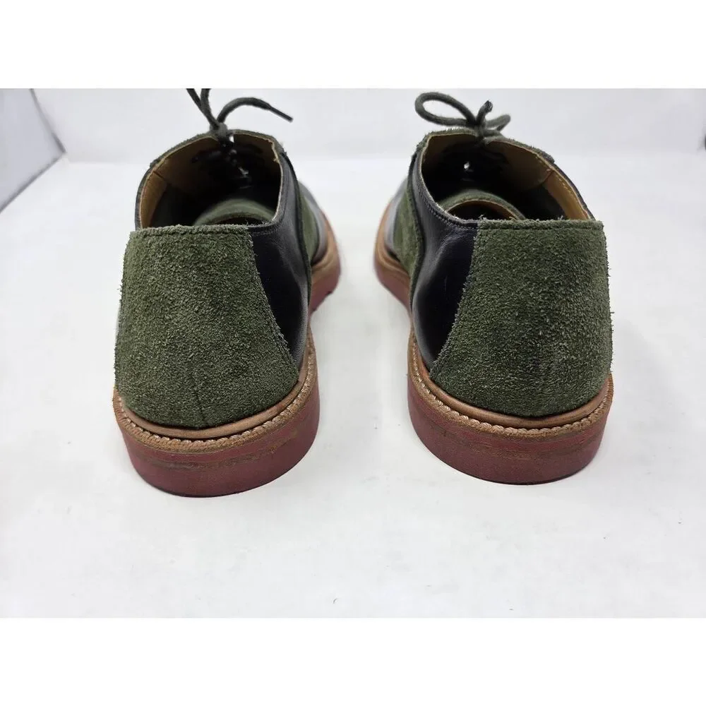 COLE HAAN CHRISTY WEDGE SADDLE BLACK GREEN SUEDE OXFORD SHOES 10 VIBRAM